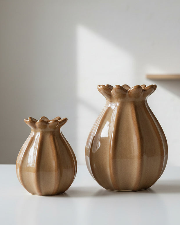 Beige Poppy Seed Head Vase - VasesVases - Lulu Loves Home