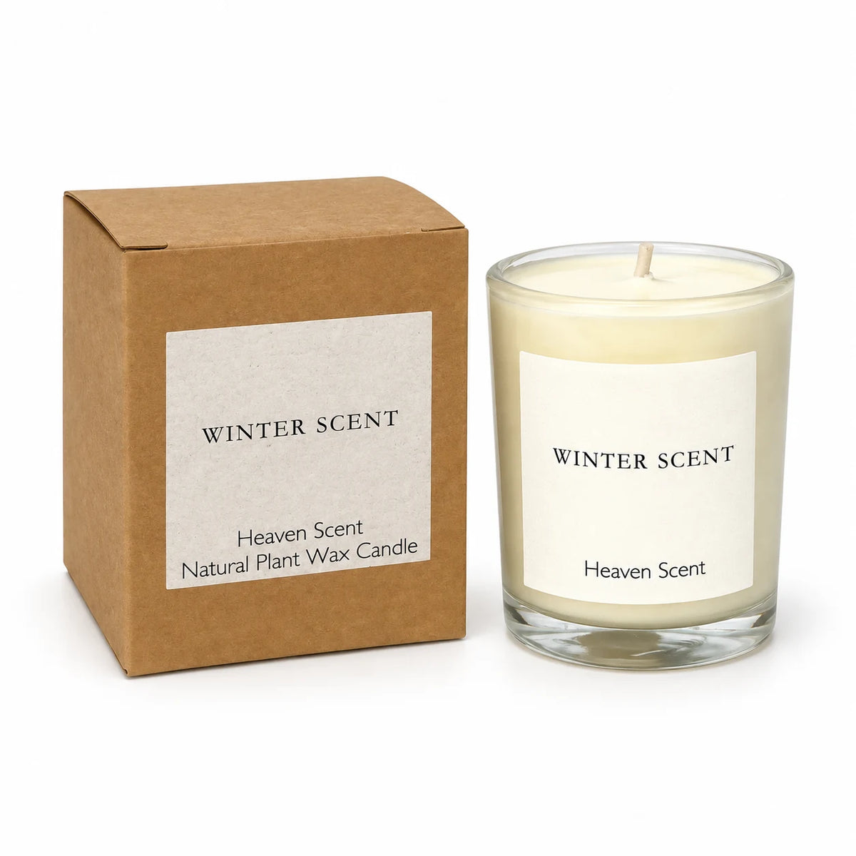 Small Winter Scent candle from Heaven Scent Incense Ltd, featuring a cozy winter-themed design and warm wax in a glass holder.