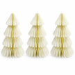 Full studio view of all three matching winter white paper Christmas trees on a white background.