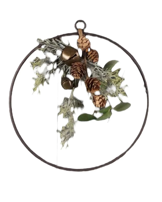 Wire Circular Wreath With Foliage And Gold Bells - Seasonal Decor - ChristmasSeasonal Decor - Christmas - Lulu Loves Home