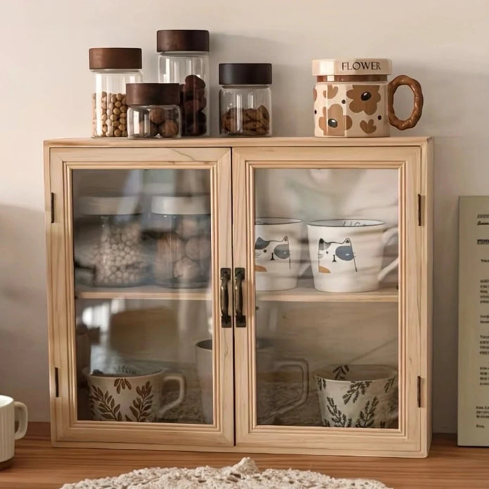 Wooden cupboard display shelf unit ideal for kitchen and dining, featuring multiple open shelves for storage and organization.