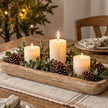 Wooden dough bowl kitchen tray from Starlight Express, showcasing a rustic, handcrafted home decor piece with natural wood grain and smooth finish.