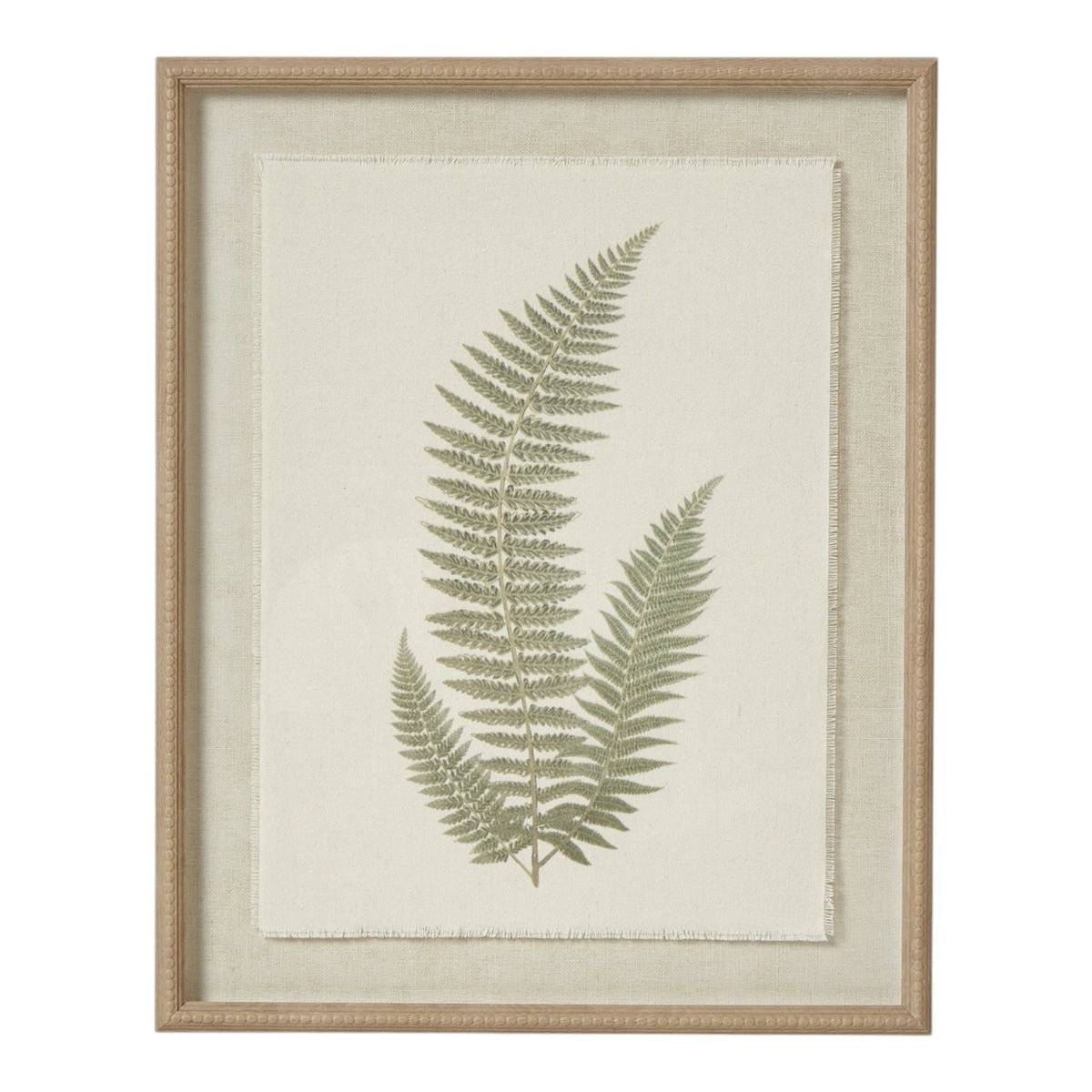 Wooden framed vintage wall art print featuring green ferns, decorative wall decor by Hill Interiors