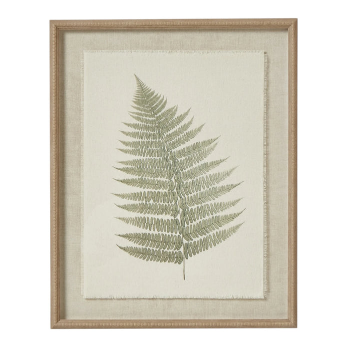 Wooden framed vintage wall art print featuring green ferns, decorative botanical wall decor by Hill Interiors.