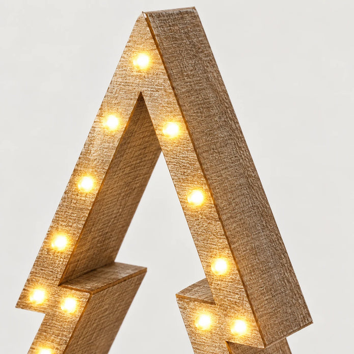 Close-up of original large tree stepped corner and depth on Wooden Light Up Led Nested Tree.