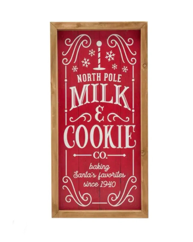Wooden Red And White Christmas Sign - Milk And Cookies - Seasonal Decor - ChristmasSeasonal Decor - Christmas - Lulu Loves Home