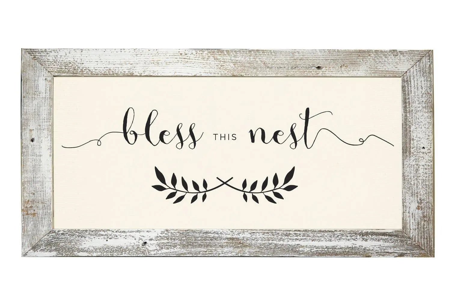 Wooden Rustic Large Framed Sign - Bless This Nest PRE ORDER UP TO SIX WEEK DELIVERY TIME - Lulu Loves Home