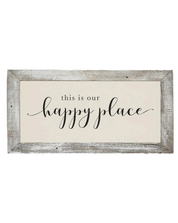 Wooden Rustic Large Framed Sign - This is Our Happy Place PRE ORDER UP TO SIX WEEK DELIVERY TIME - Posters, Prints, & Visual ArtworkPosters, Prints, & Visual Artwork - Lulu Loves Home