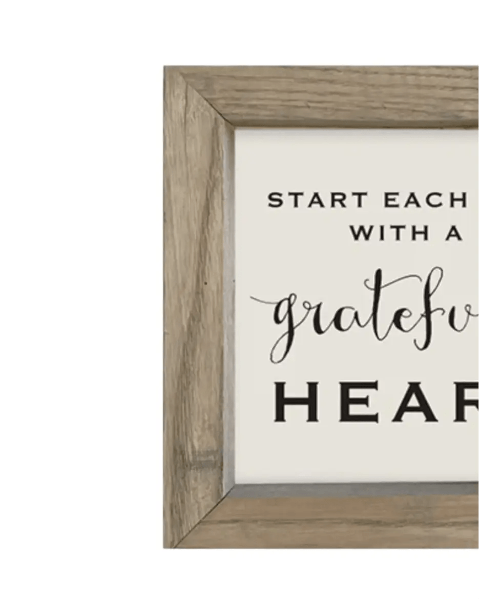 Wooden Rustic Small Framed Sign - Start Each Day With A Grateful Heart - Posters, Prints, & Visual ArtworkPosters, Prints, & Visual Artwork - Lulu Loves Home