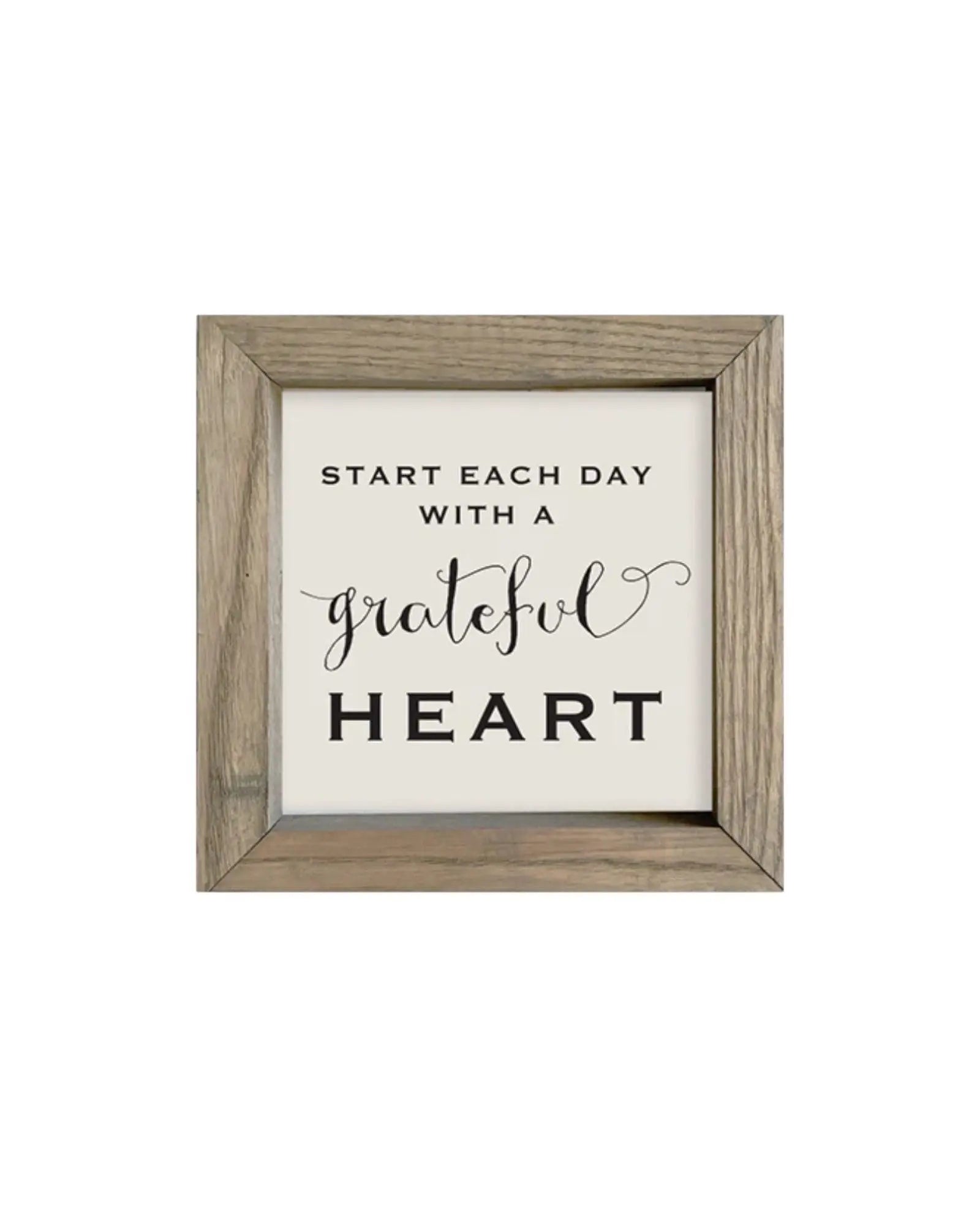 Wooden Rustic Small Framed Sign - Start Each Day With A Grateful Heart - Posters, Prints, & Visual ArtworkPosters, Prints, & Visual Artwork - Lulu Loves Home