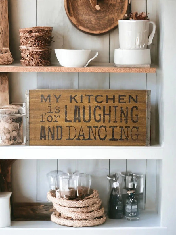 Wooden Wall Plaque Sign - My Kitchen Is For Laughing And Dancing - Home DecorHome Decor - Lulu Loves Home