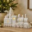 White Ceramic Light-Up LED Train, close-up product detail