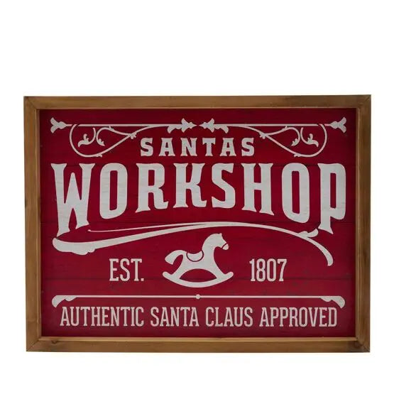 Red Wall Plaque Santa’s Workshop Widdop & Co