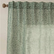 Green woven sheer voile curtain panel with yard leaf pattern, soft furnishings by Riva Home, 140cm wide by 250cm long.