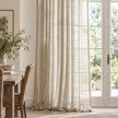 Yard natural beige sheer voile curtain panel styled in a country dining room