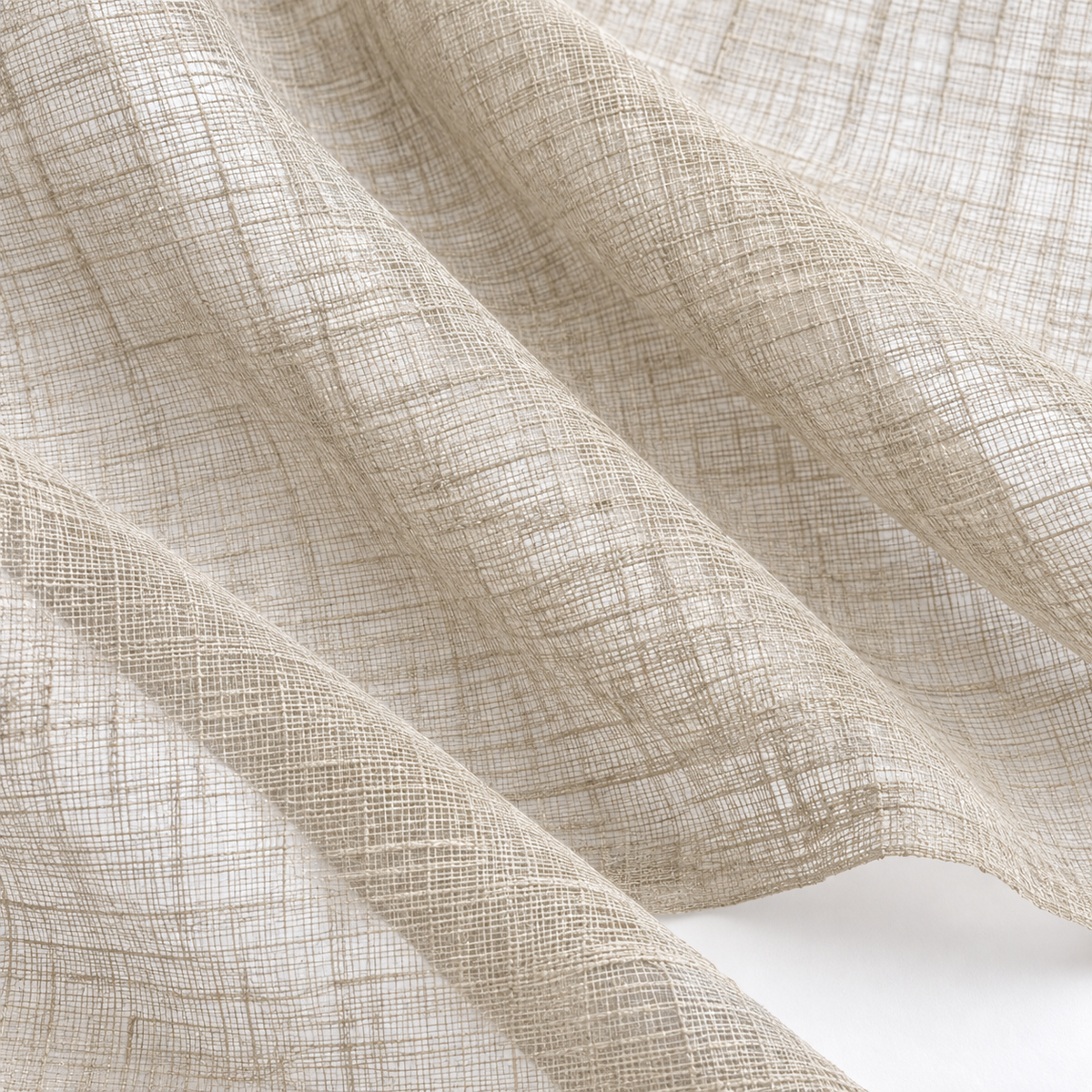 Yard natural beige sheer voile curtain panel close-up of softly draped fabric layers