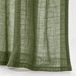 Olive green woven sheer voile curtain panel with hem detail, soft furnishings by Riva Home, ideal for elegant window decor.