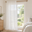 Yard white sheer voile curtain panel styled beside a country bedroom window