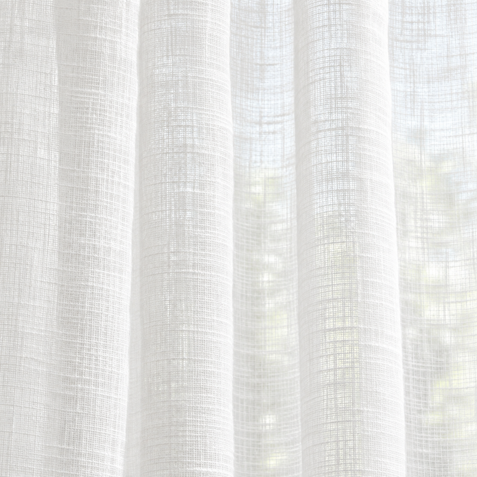 Yard white sheer voile curtain panel close-up of sheer hanging folds