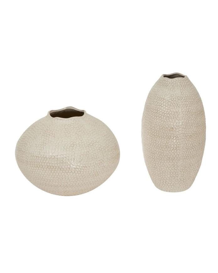 Zaffera Ivory Caldron Textured Vase - VasesVases - Lulu Loves Home