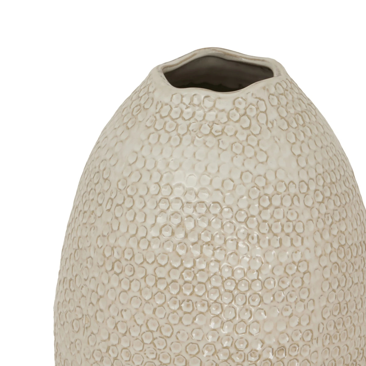 Ivory Zaffera tall textured vase by Hill Interiors, showcasing a sleek, modern design with a textured surface on a neutral background.