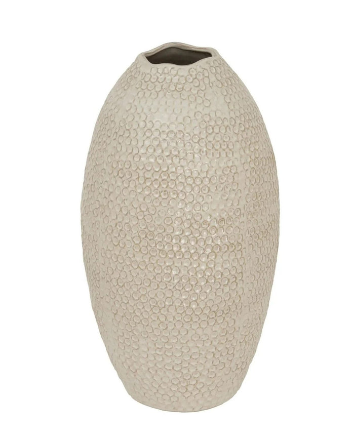 Zaffera Ivory Tall Textured Vase - VasesVases - Lulu Loves Home