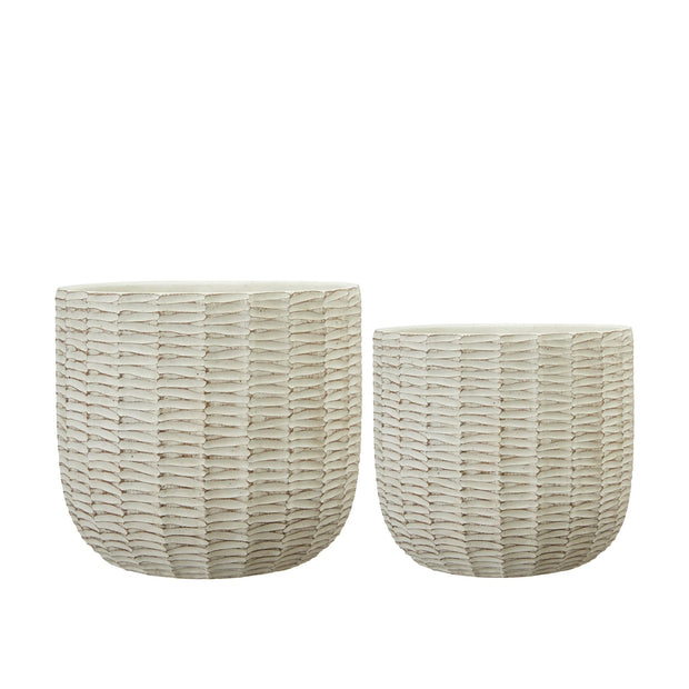 Ziatra Ribbed White Planter Pot - Home DecorHome Decor - Lulu Loves Home