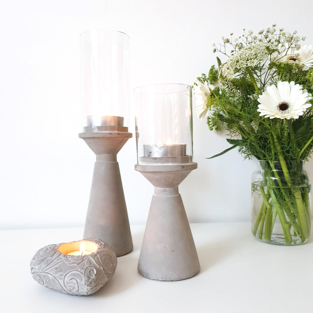 Concrete And Glass Tealight Candle Holders - Lulu Loves Home - Candle Holders - Tealight