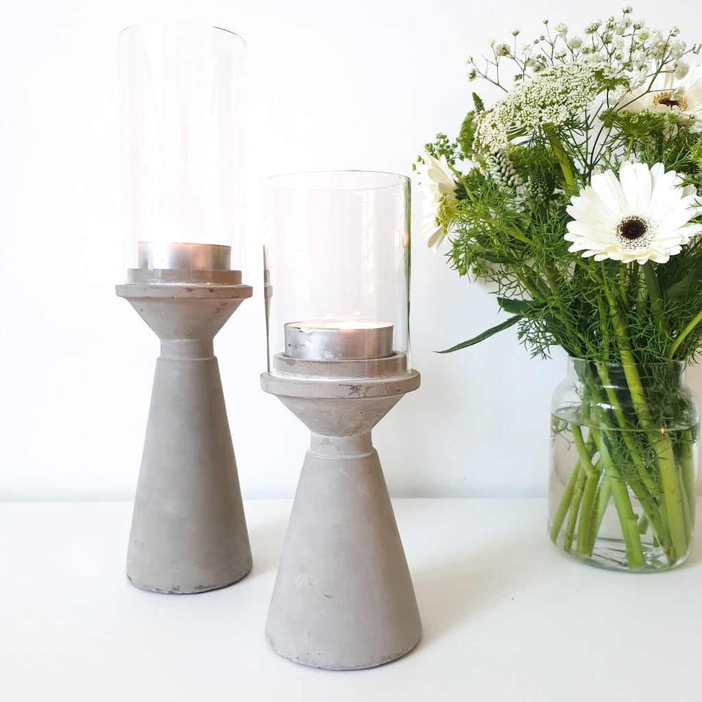 Concrete And Glass Tealight Candle Holders - Lulu Loves Home - Candle Holders - Tealight