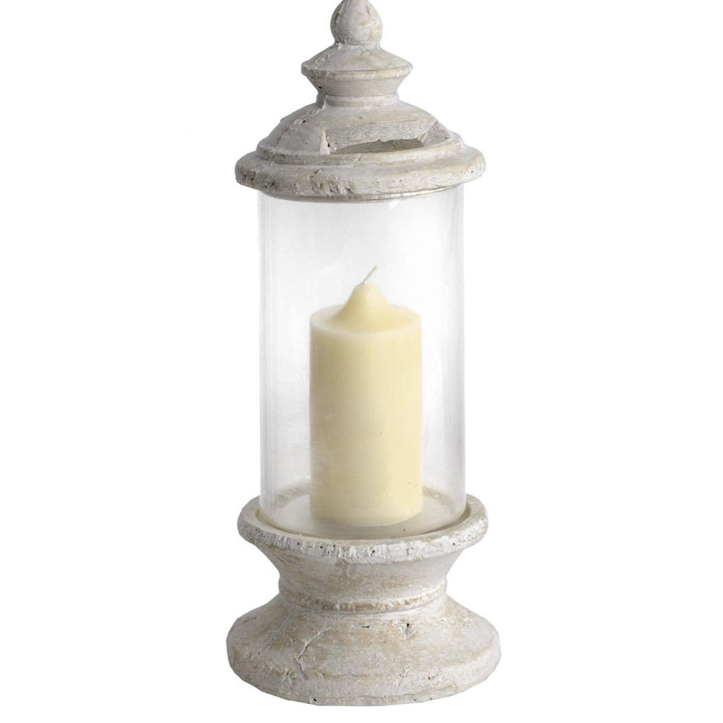 Concrete Stoneware Lidded Hurricane Storm Lantern - Lulu Loves Home - Candle Holders - Pillar