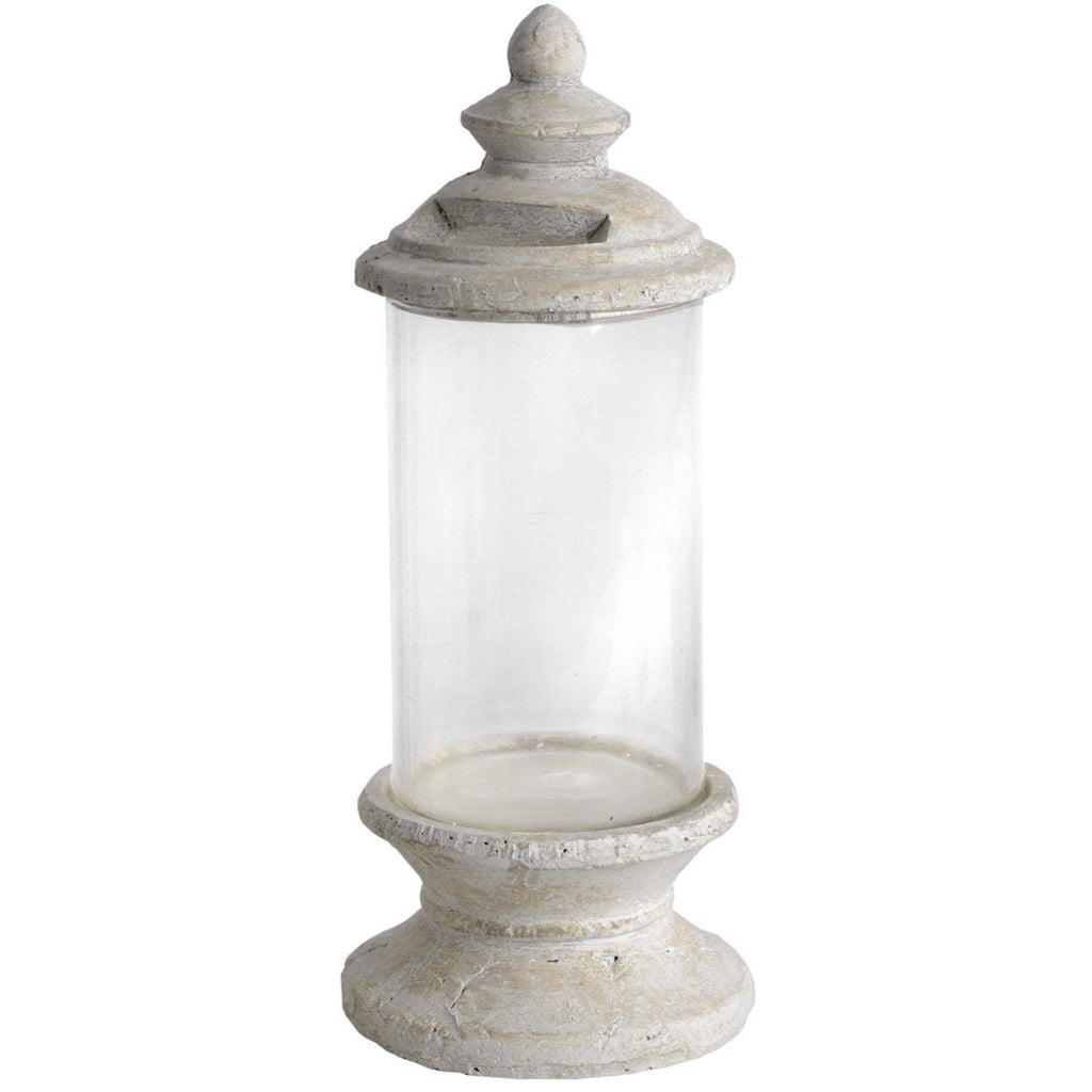 Concrete Stoneware Lidded Hurricane Storm Lantern - Lulu Loves Home - Candle Holders - Pillar