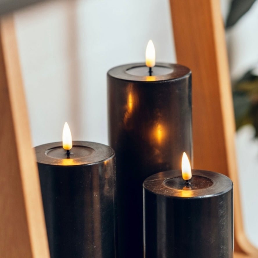 Deluxe Homeart Black Slim LED Light Up Pillar Candle - Lulu Loves Home - Candles - LED