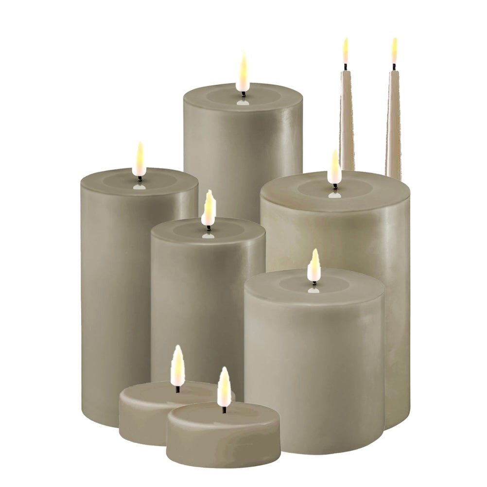 Deluxe Homeart Sand Greige Slim LED Light Up Pillar Candle - Lulu Loves Home - Candles - LED