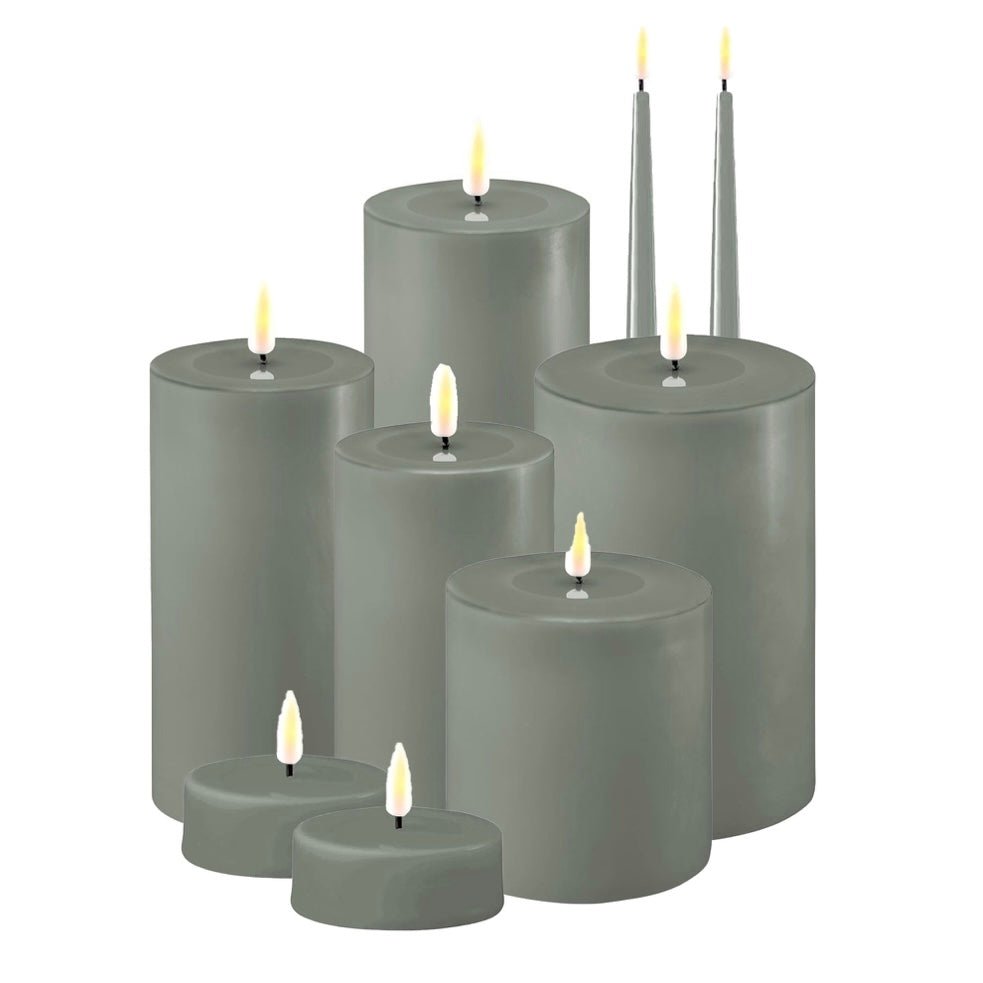 Deluxe Homeart Sage Green LED Light Up Pointed Taper Dinner Candles - Set of Two - Lulu Loves Home - Candles - LED