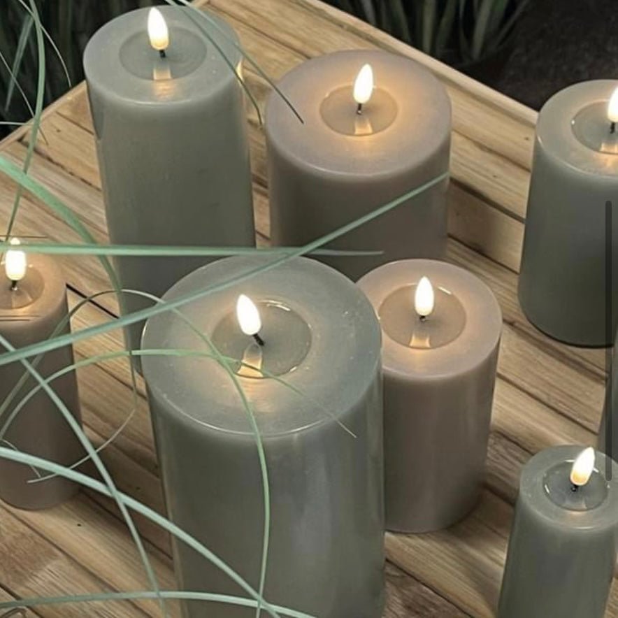 Deluxe Homeart Sage Green Standard LED Light Up Pillar Candle - Lulu Loves Home - Candles - LED