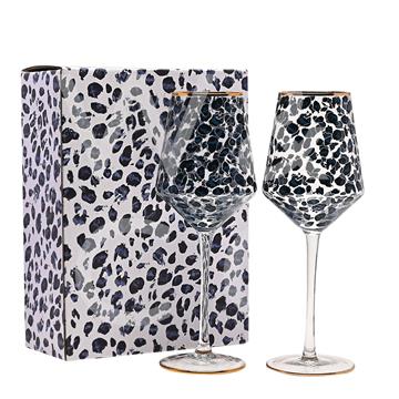 Frida Leopard Print Wine Glasses - Lulu Loves Home - Drinks & Bar