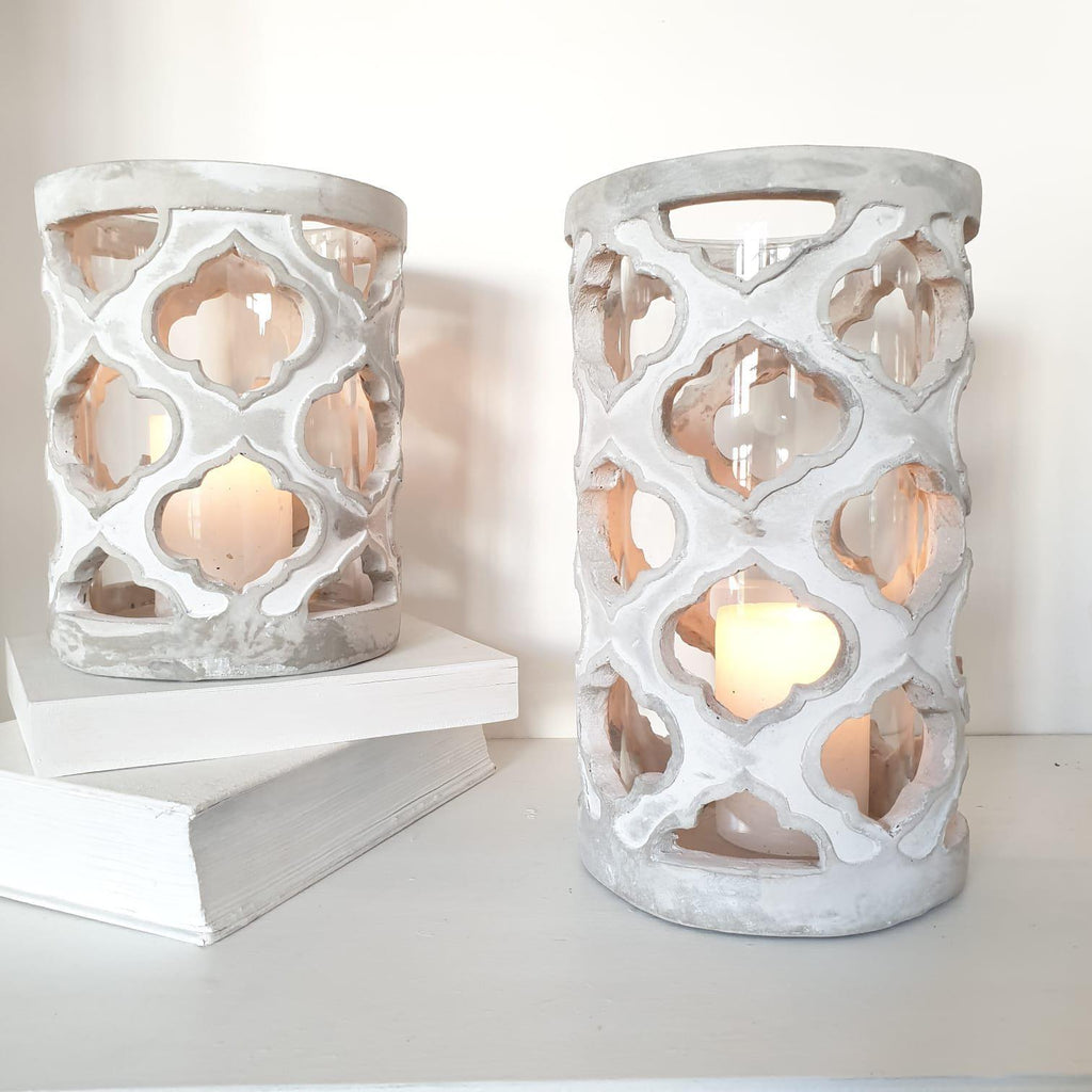 Geometric Stone Concrete Pillar Candle Holder - Lulu Loves Home - Candle Holders - Pillar