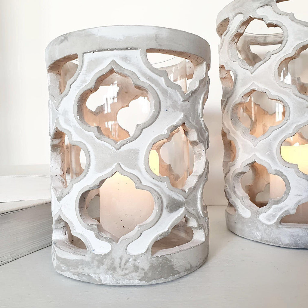 Geometric Stone Concrete Pillar Candle Holder - Lulu Loves Home - Candle Holders - Pillar