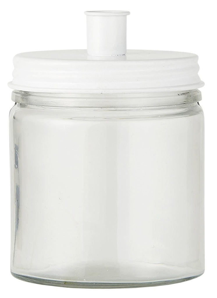 Glass And Metal Dinner Candle Storage Jar And Holders With Six White Candles - Lulu Loves Home - Candle Holders - Dinner