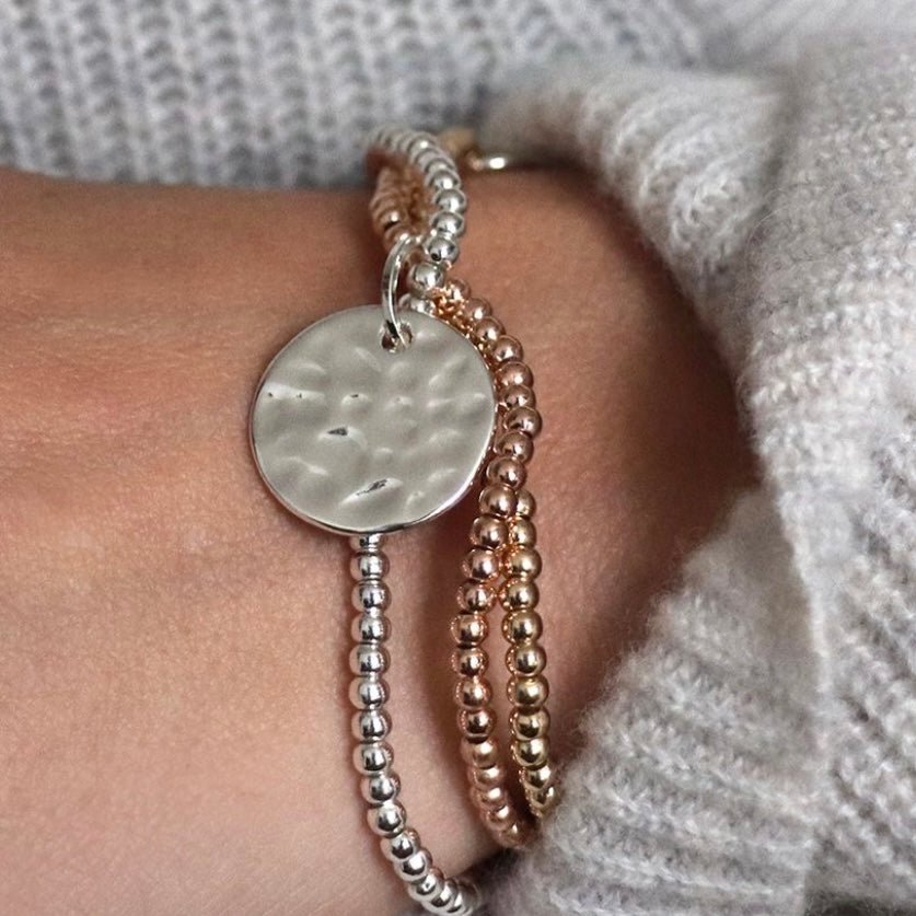 Gold And Silver Plated Beaded Disk Bracelet - Lulu Loves Home - Jewellery