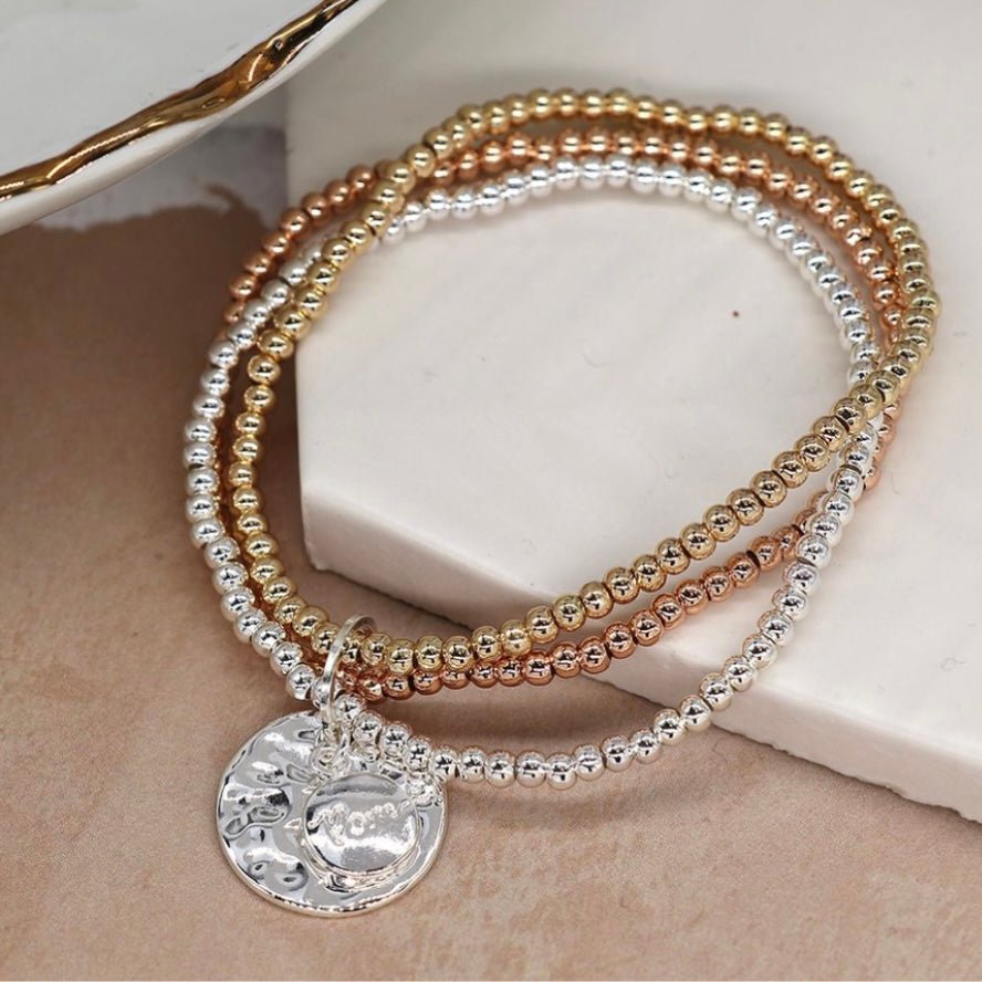 Gold And Silver Plated Beaded Disk Bracelet - Lulu Loves Home - Jewellery