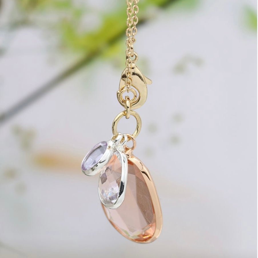 Gold Plated Pink Crystal Pendant Necklace - Lulu Loves Home - Jewellery