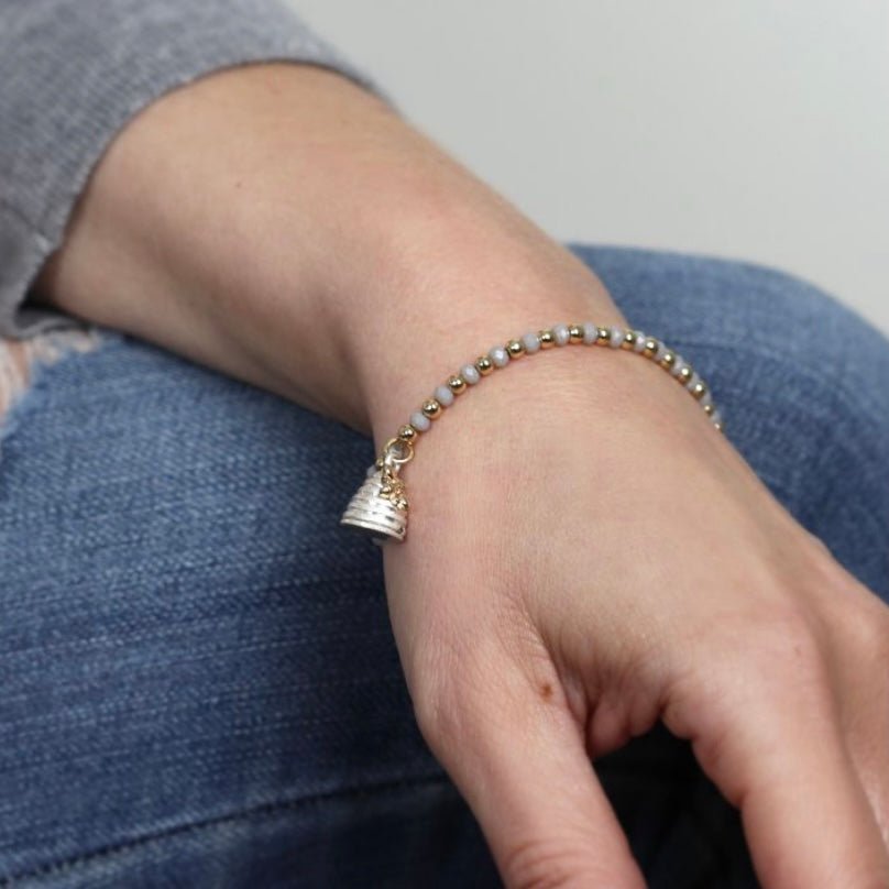Grey & Gold Beehive Bead Bracelet - Lulu Loves Home - Jewellery