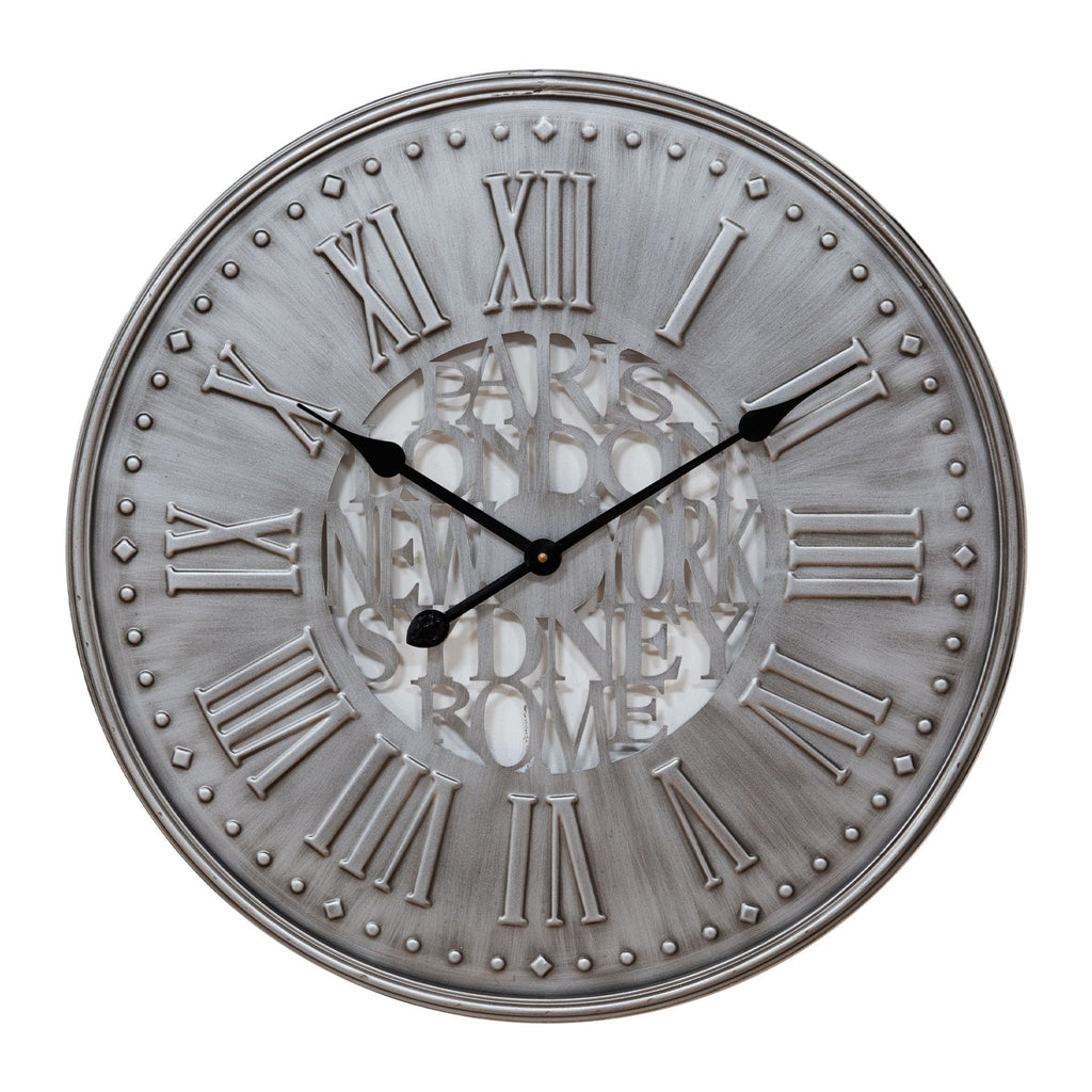Hometime Grey Metal Wall Clock - Lulu Loves Home - Clocks