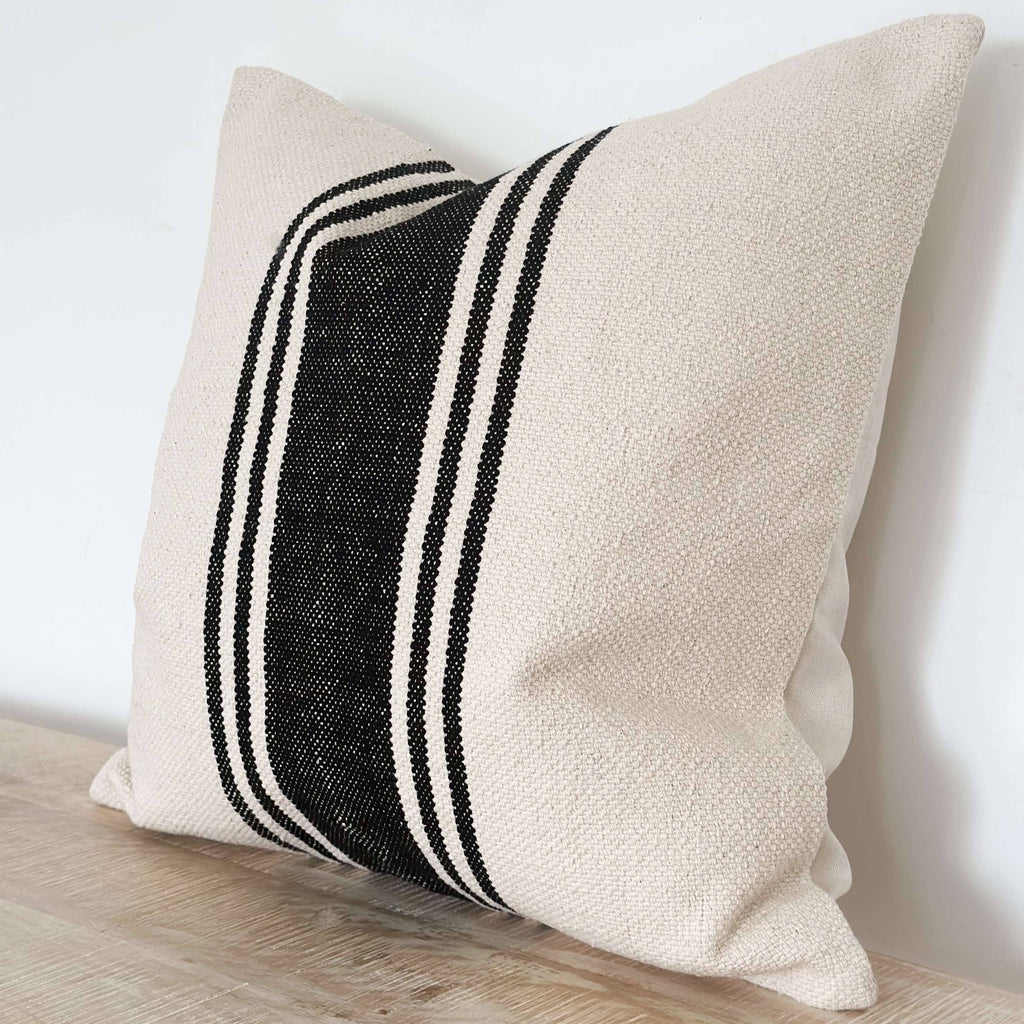 Cushion Cover Luxe Cotton Black & Cream - Lulu Loves Home - Soft Furnishings