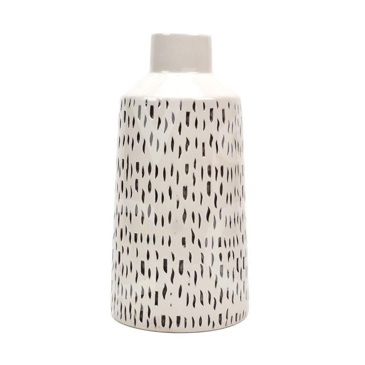Monochrome Dash Patterned Ceramic Vase - Lulu Loves Home - Vases