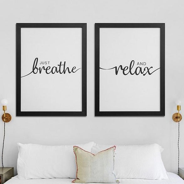 Monochrome Just Breathe & Relax Framed Prints - Lulu Loves Home - Wall Art