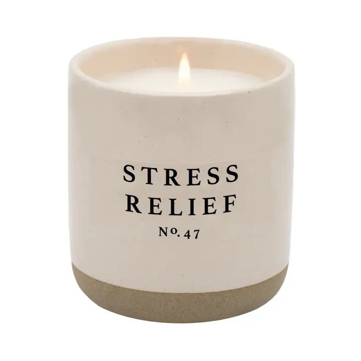 Stoneware Cream Glazed Soy Candle Jar - Stress Relief - Lulu Loves Home - Candles - Fragranced