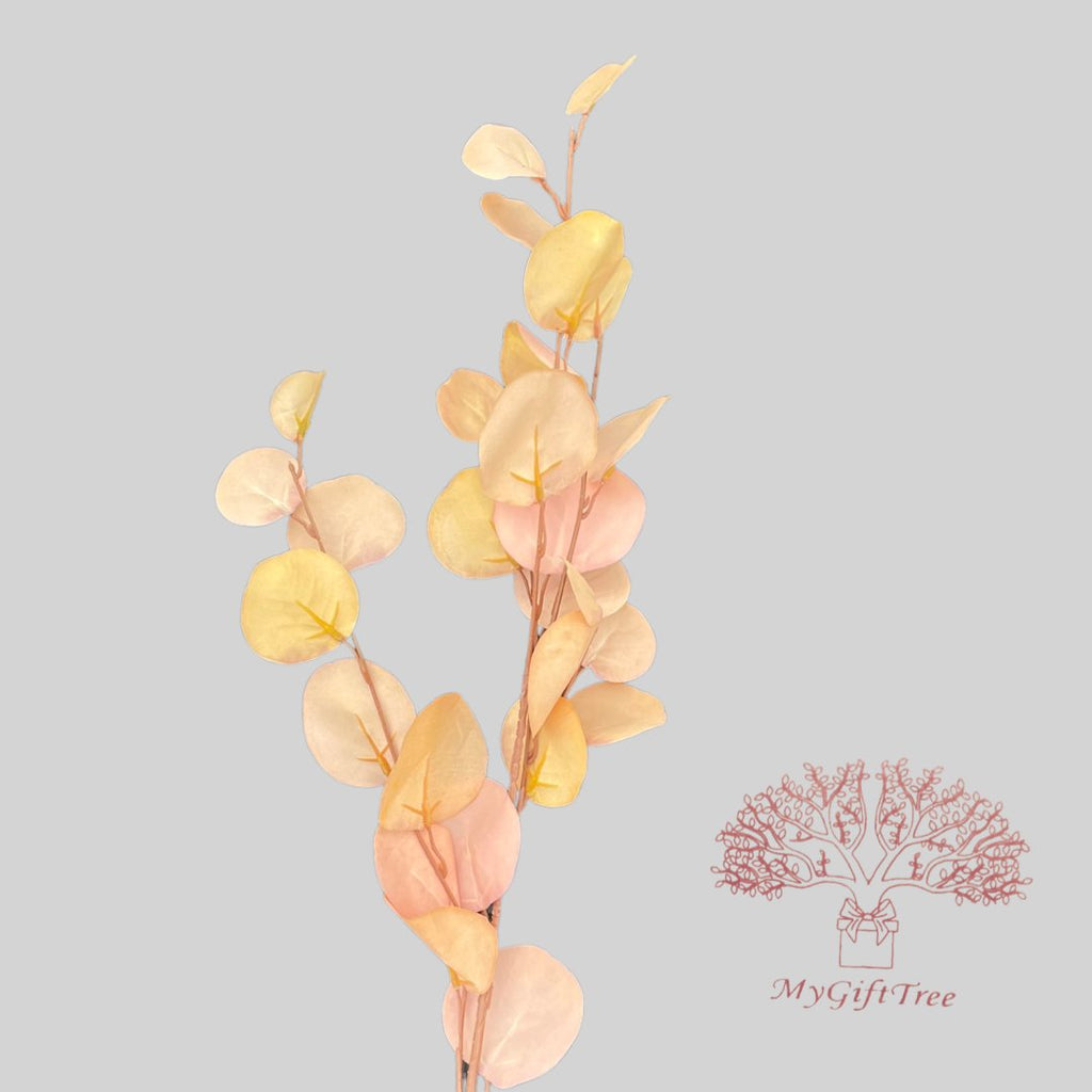 Orange Eucalyptus Single Branch Apple Leaf - Lulu Loves Home - Faux Plants & Flowers