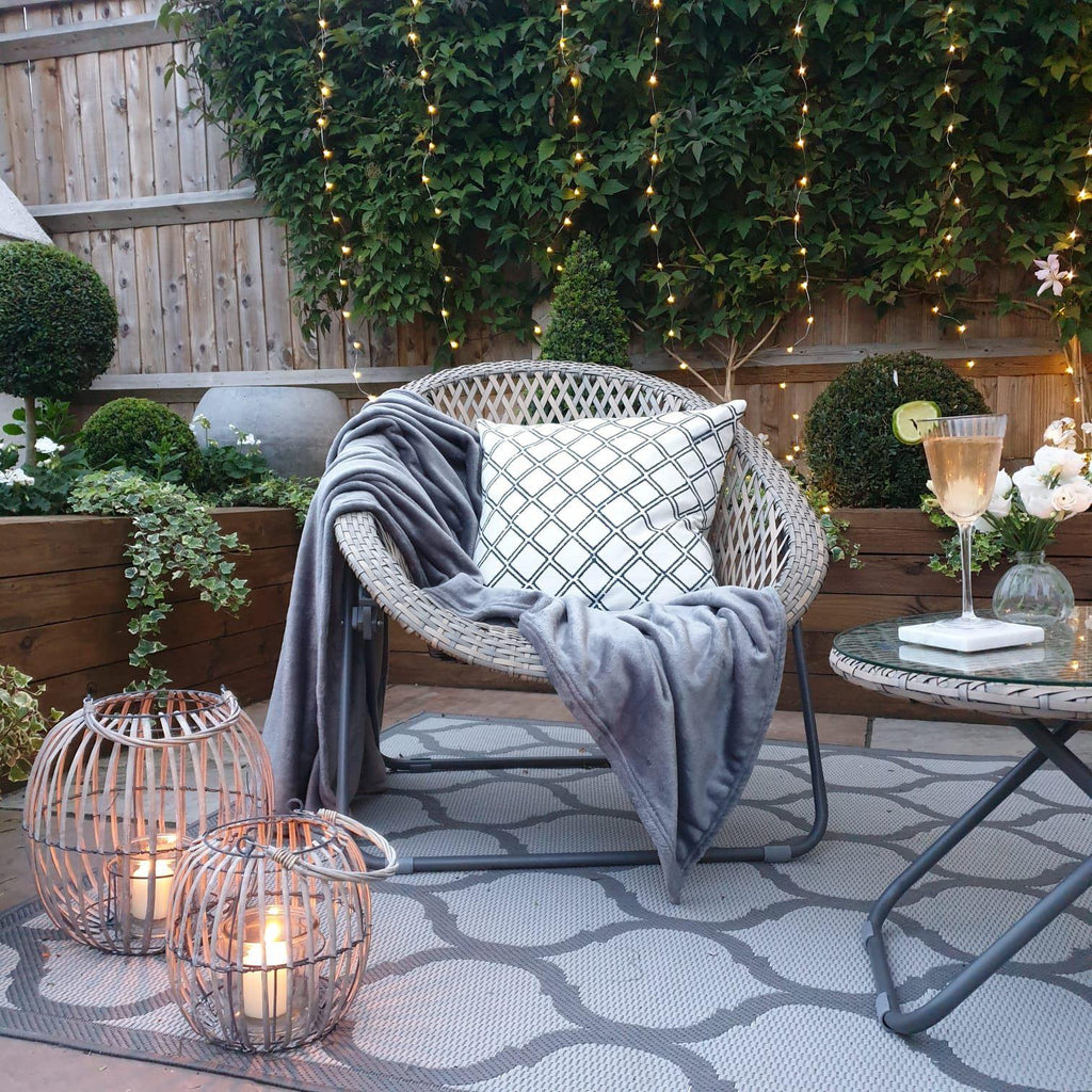 Rattan Snug Garden Furniture Chair & Table Set - Natural - Lulu Loves Home - Garden Furniture